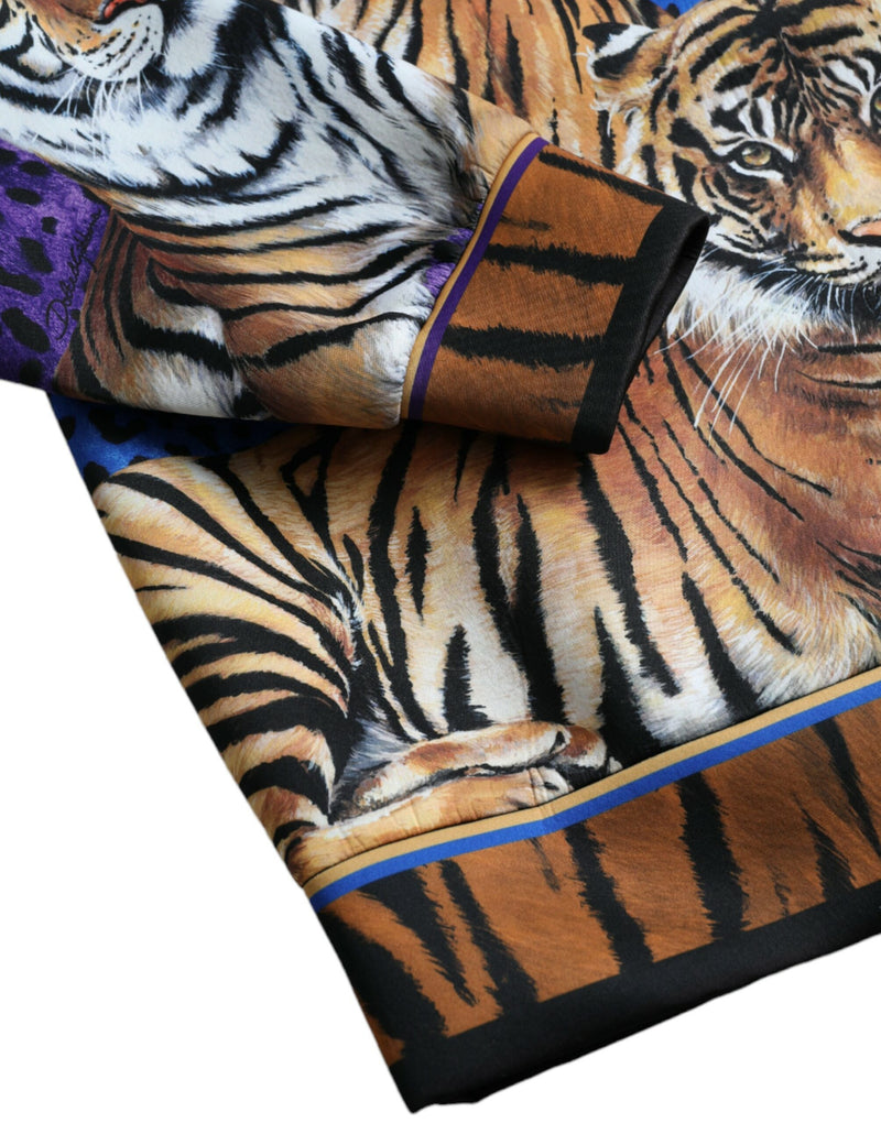 Maglione di felpa con cappuccio tigre multicolore