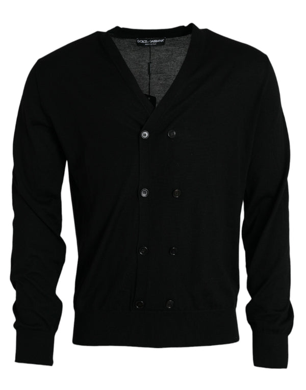 Magione di cardigan a maniche lunghe in cashmere nera