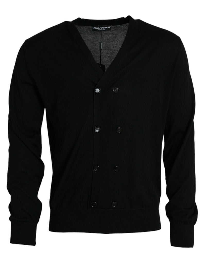 Magione di cardigan a maniche lunghe in cashmere nera