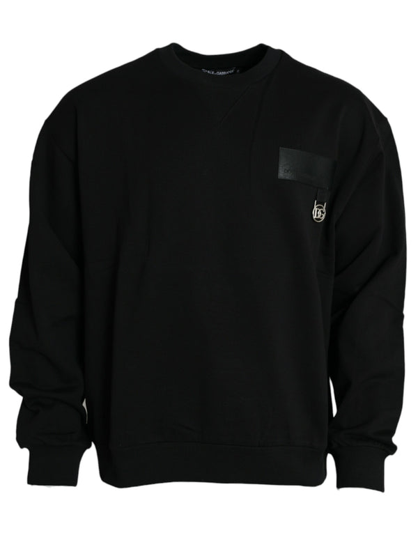 Black Logo Cotton Long Sleeves Sweatshirt Sweater