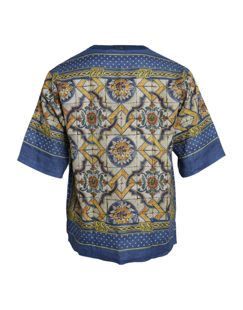 Πολύχρωμο majolica linen short t-shirt