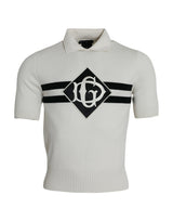 T-shirt con camicia Henley con colletto DG bianco