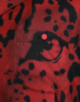 Botón de seda de leopardo rojo camisa casual