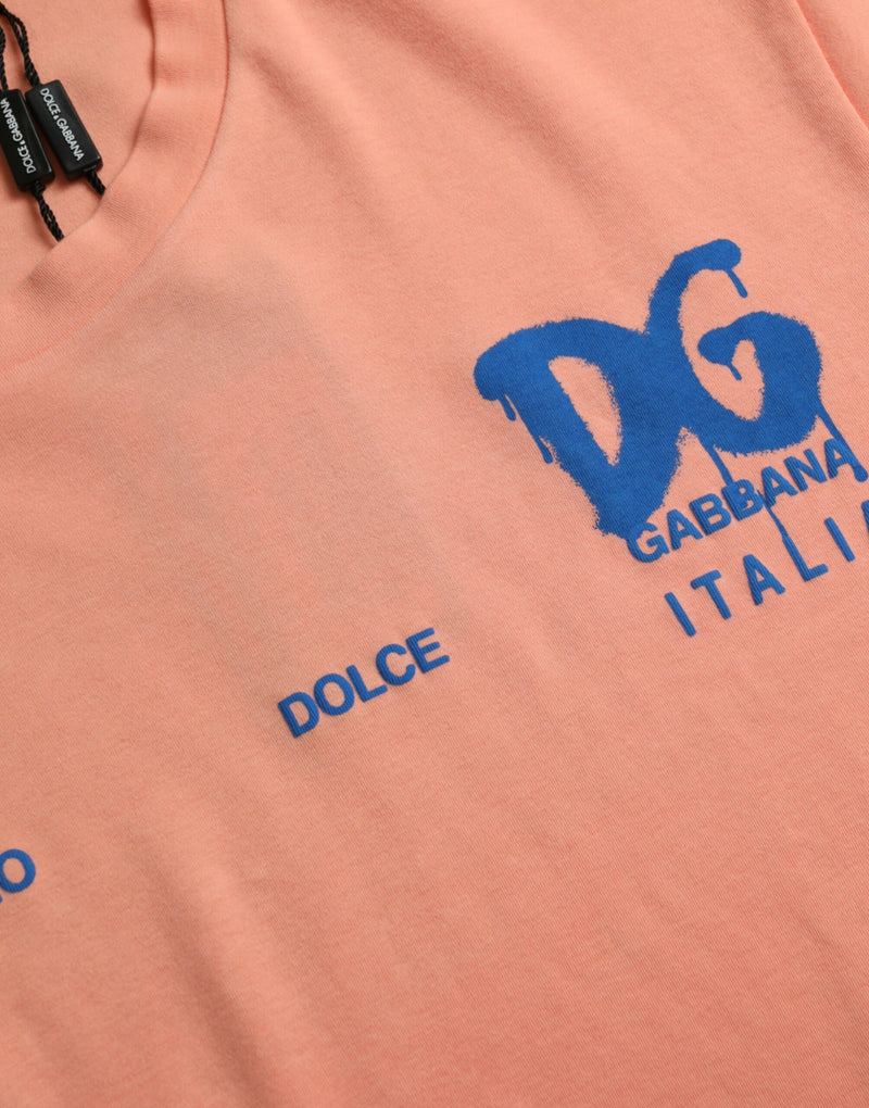 T-shirt a maniche corte con logo in cotone corallino