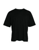 Black Logo Embossed Crew Neck Short Sleeves T-shirt