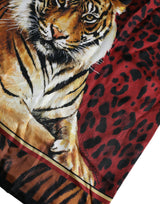 Camiseta de mangas de mangas cortas de algodón con estampado de tigre multicolor