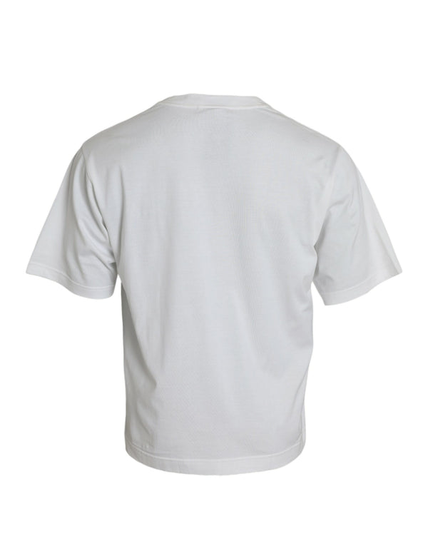 Camiseta de cuello de algodón con adorno blanco