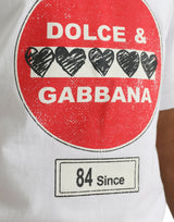 T-shirt a manica corta bianca Amor Heart Cotton.