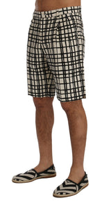 Elegante Streifen-Baumwoll-Linen-Shorts