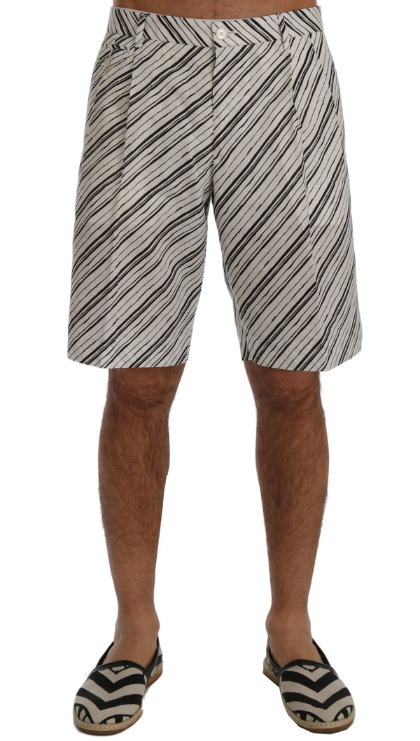 Elegante Streifen-Baumwoll-Linen-Shorts