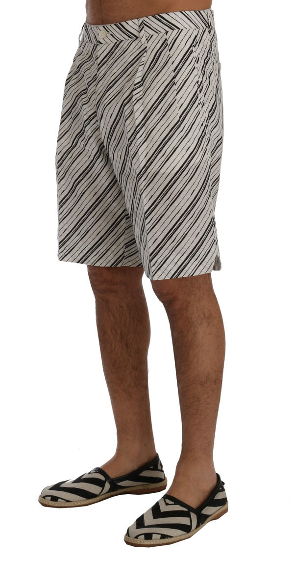 Elegante Streifen-Baumwoll-Linen-Shorts