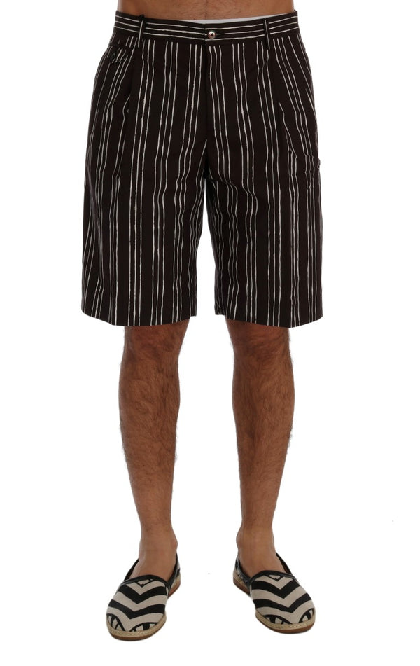 Bordeaux Striped Cotton Knee High Shorts