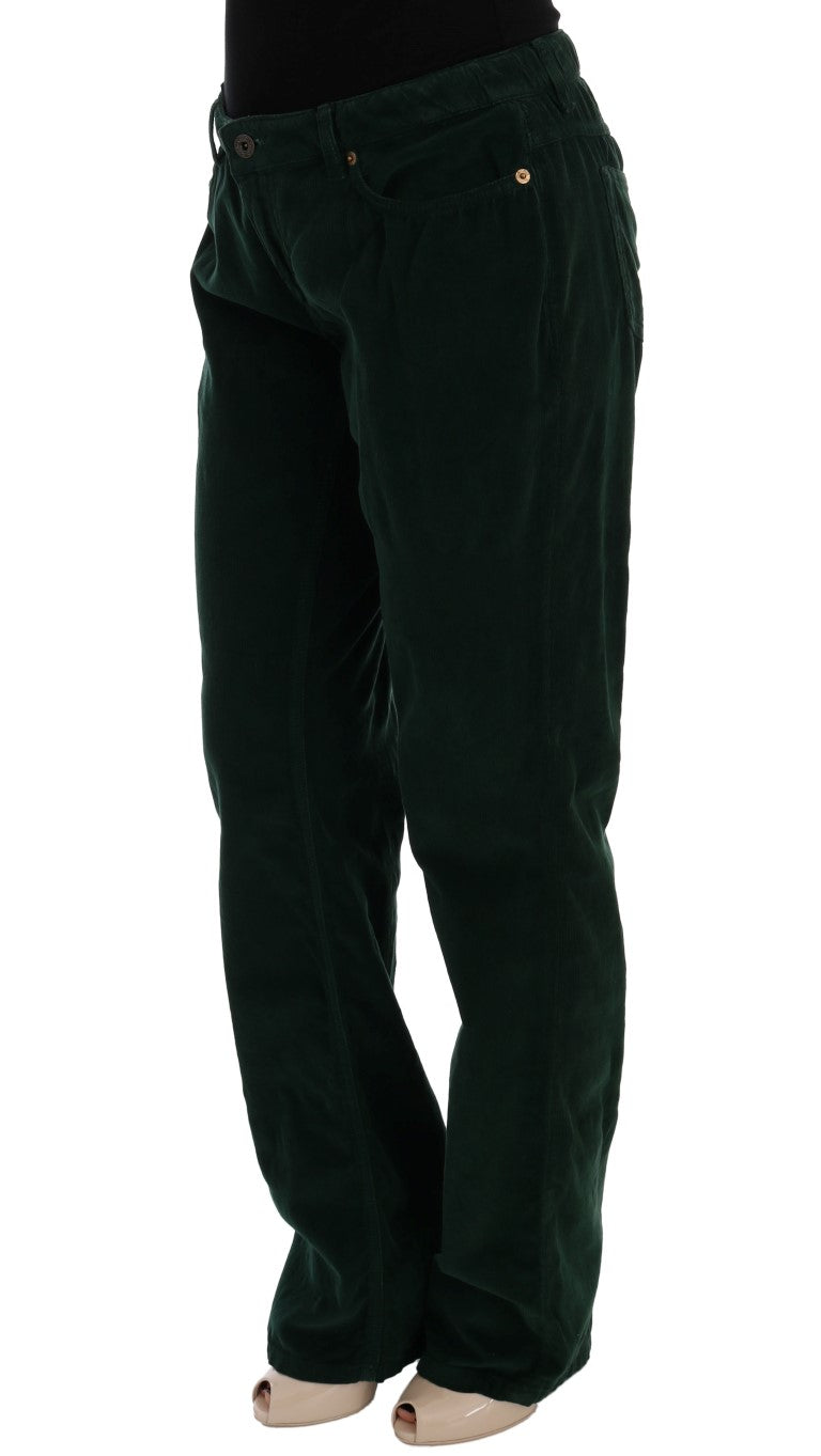 Elegantes pantalones de mezcla de algodón verde