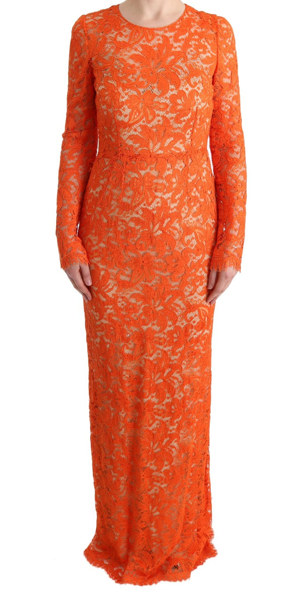 Robe de gaine orange pleine longueur à manches longues élégantes