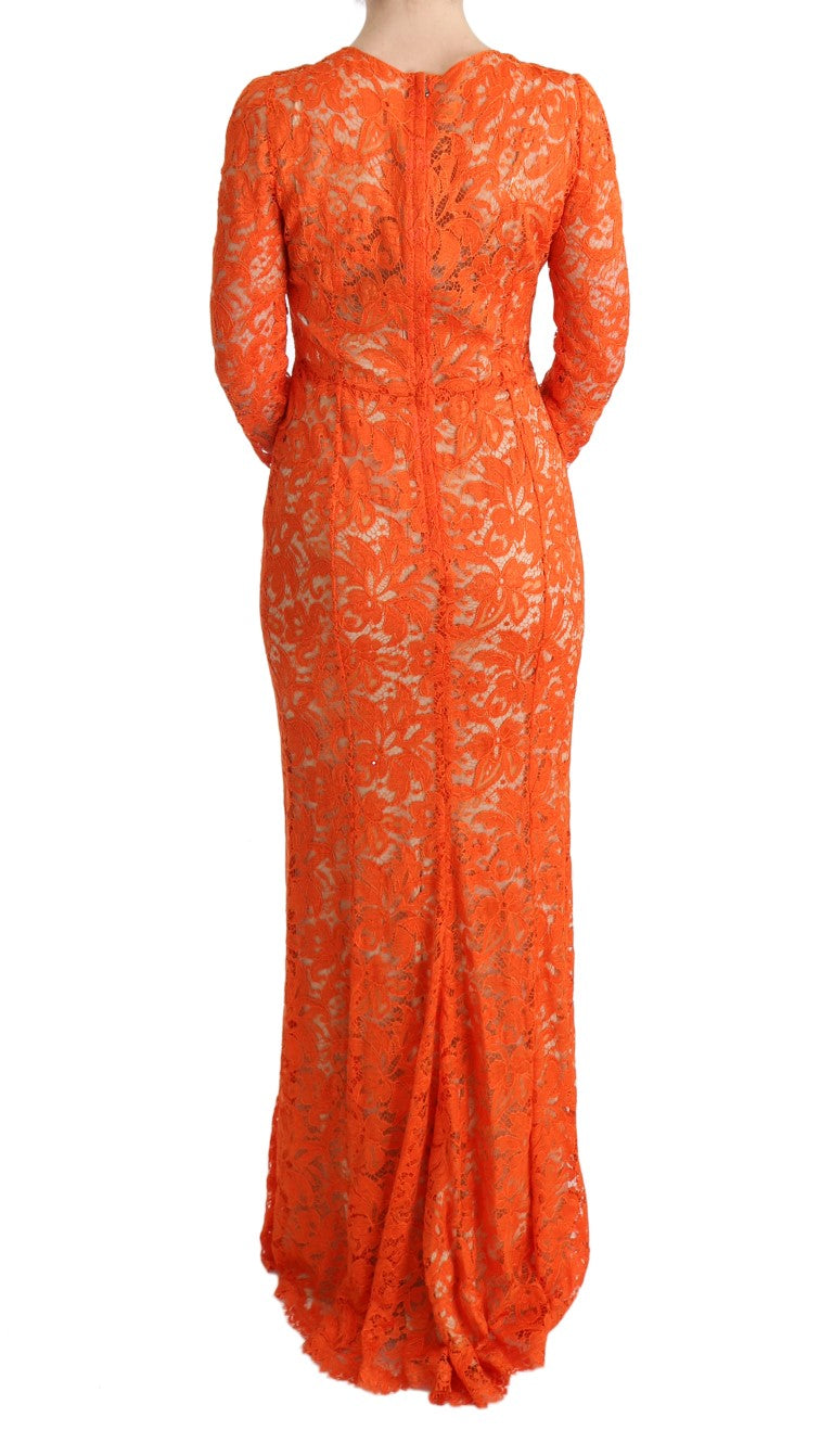 Robe de gaine orange pleine longueur à manches longues élégantes