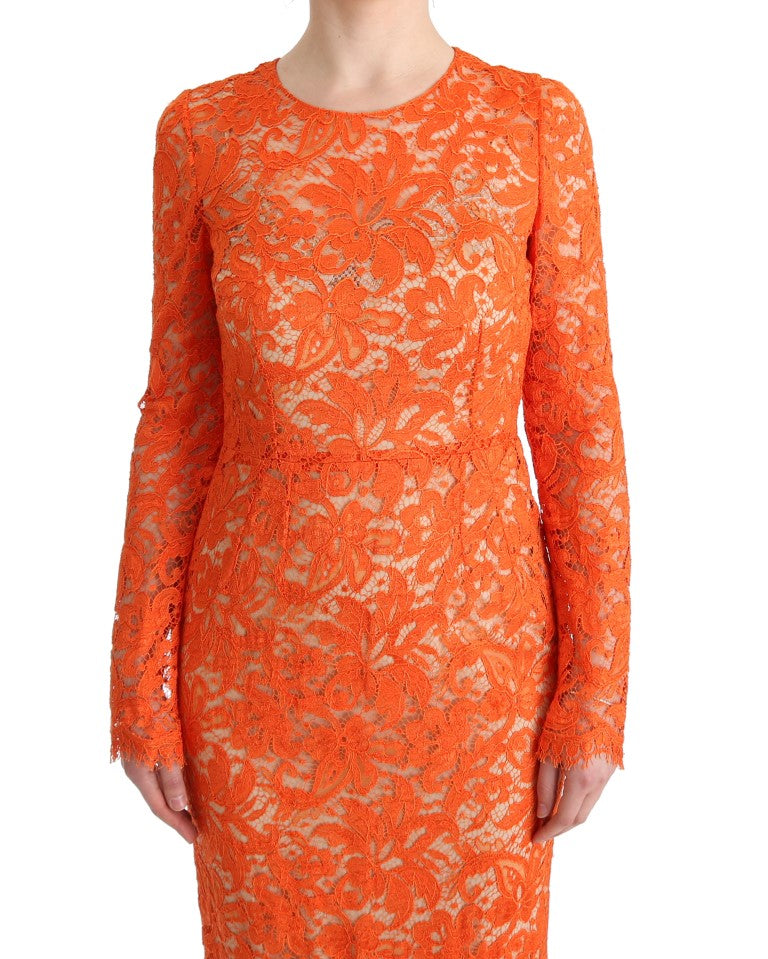 Robe de gaine orange pleine longueur à manches longues élégantes