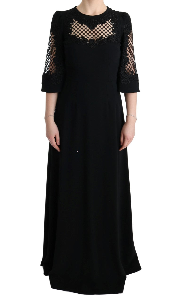 Elegante abito maxi floreale nero