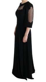 Elegante abito maxi floreale nero