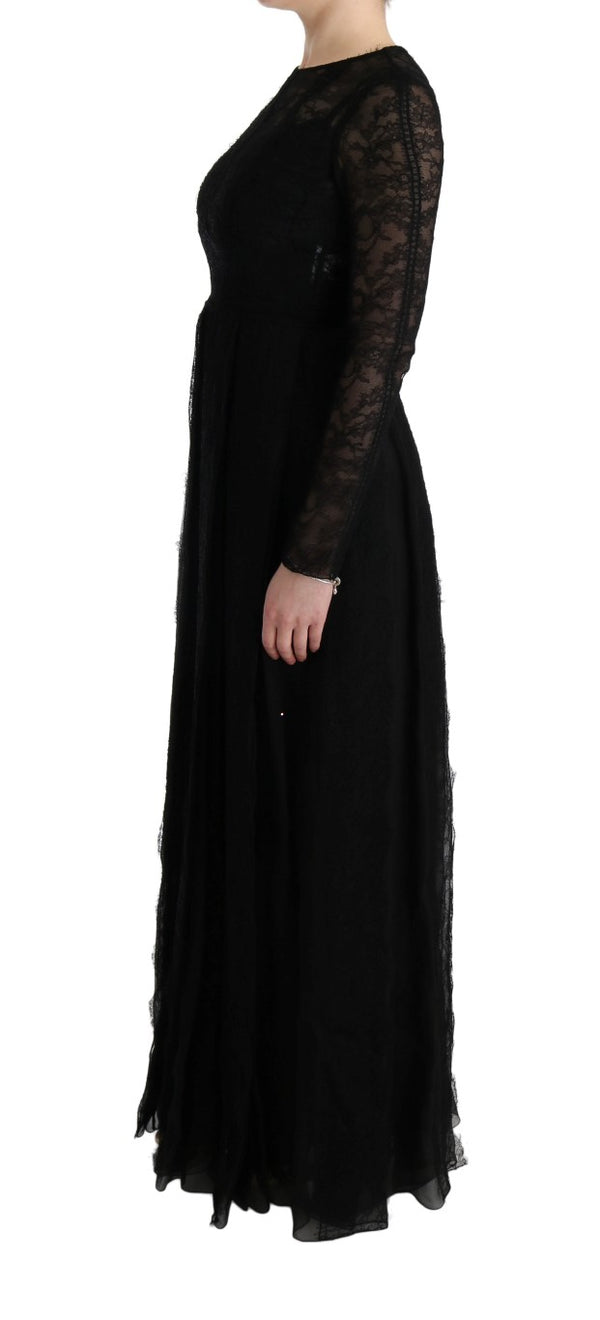 Elegantes schwarzes Scheide lang Ärmeln Kleid