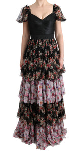 Robe de quart de floral élégant dans un mélange de soie multicolore