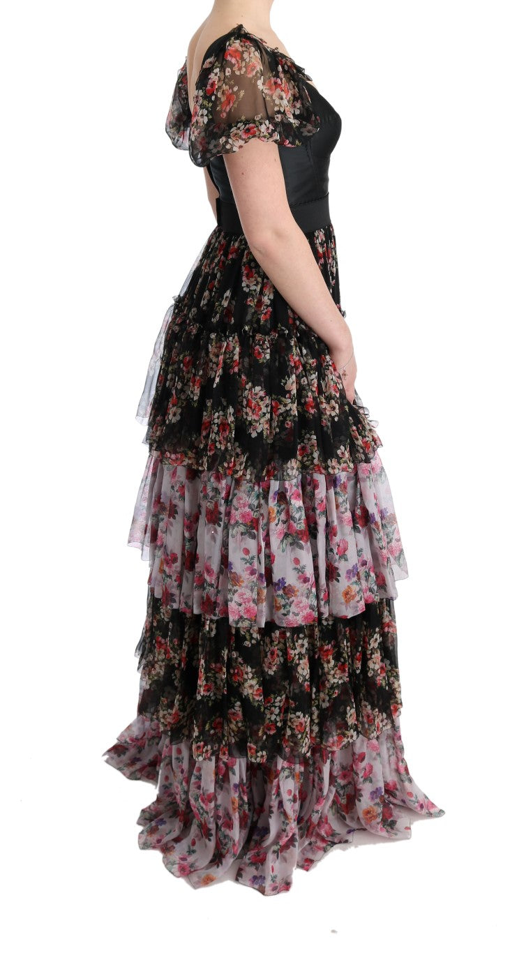 Robe de quart de floral élégant dans un mélange de soie multicolore