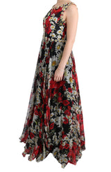 Robe maxi florale avec imprimé de tournesol et cristaux