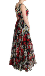 Floral maxi φόρεμα με εκτύπωση και κρυστάλλους ηλίανθου