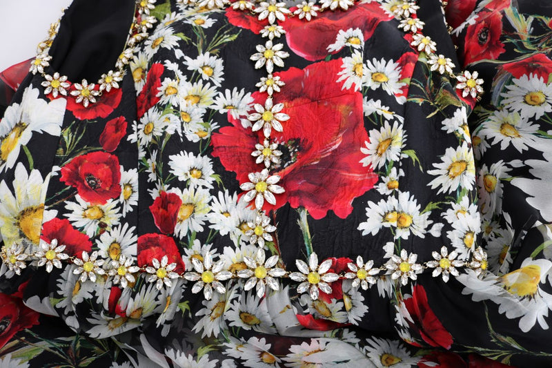 Floral maxi φόρεμα με εκτύπωση και κρυστάλλους ηλίανθου