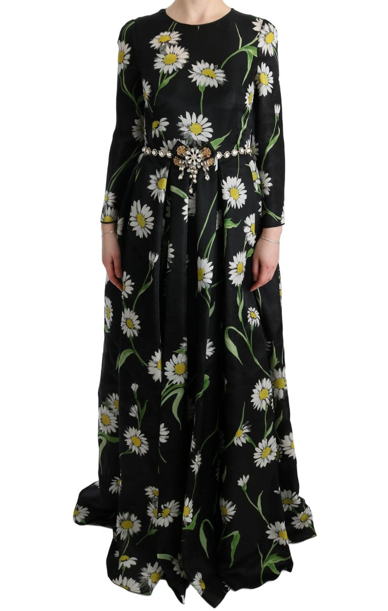 Elegante vestido de girasol maxi con cristales