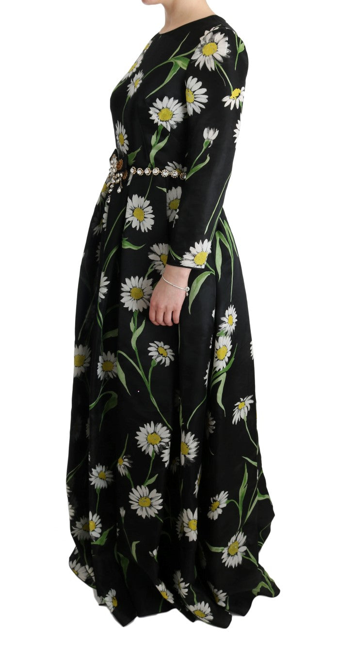 Elegante vestido de girasol maxi con cristales