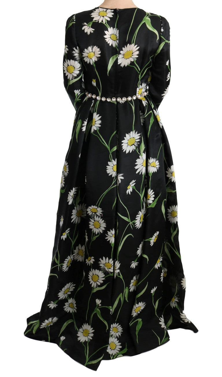 Elegante abito maxi di girasole con cristalli