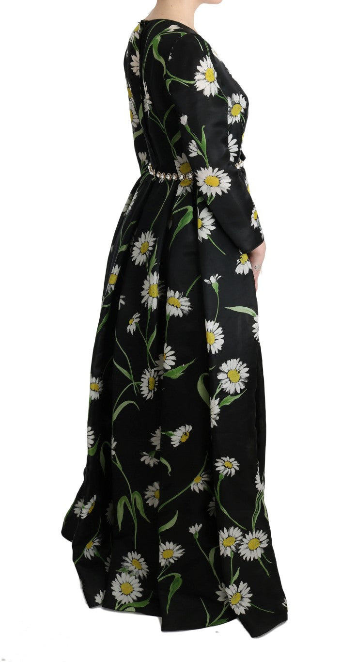 Elegante abito maxi di girasole con cristalli