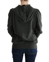 Chic Gray Full-Zip Cotton πουλόβερ