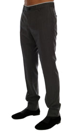 Elegante graue, gestreifte Wolle formale Hose