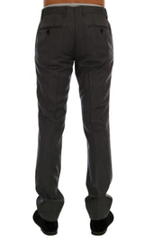 Elegante graue, gestreifte Wolle formale Hose