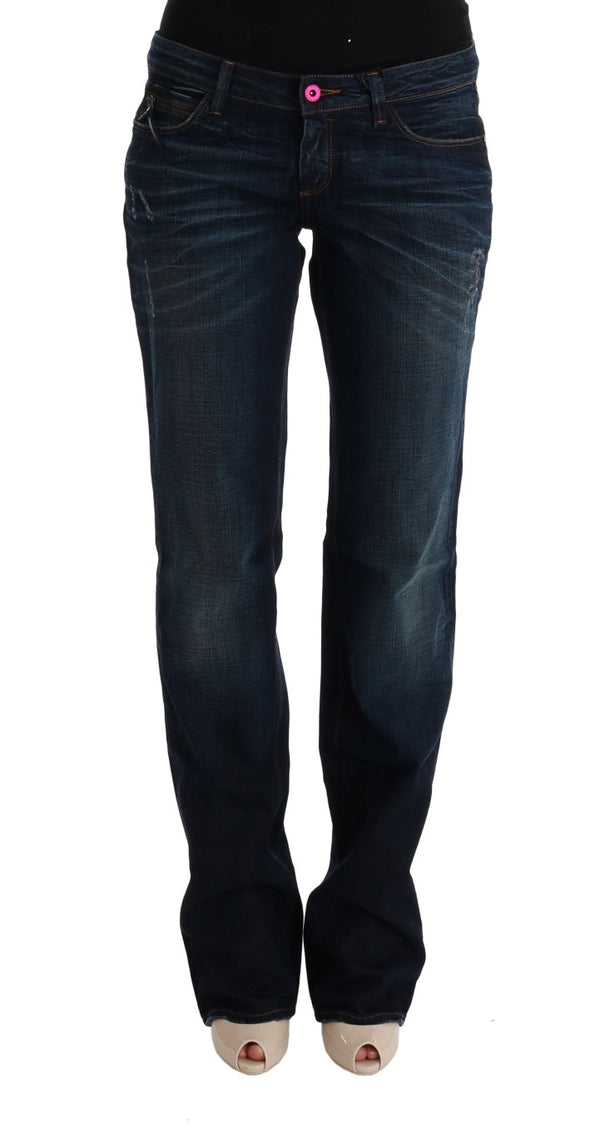 Elegante blaue reguläre Fit -Baumwolljeans