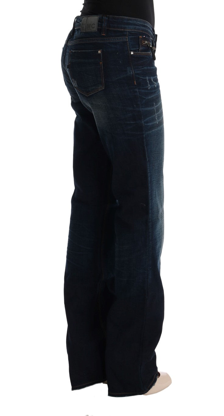 Elegante blaue reguläre Fit -Baumwolljeans