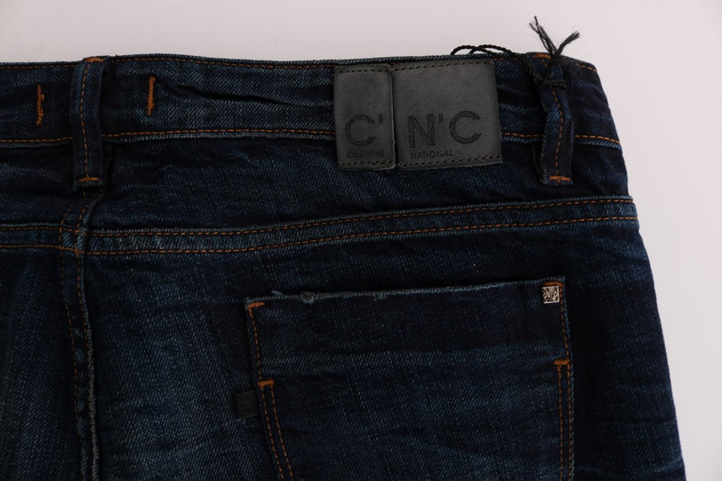 Eleganti jeans di cotone blu normale.