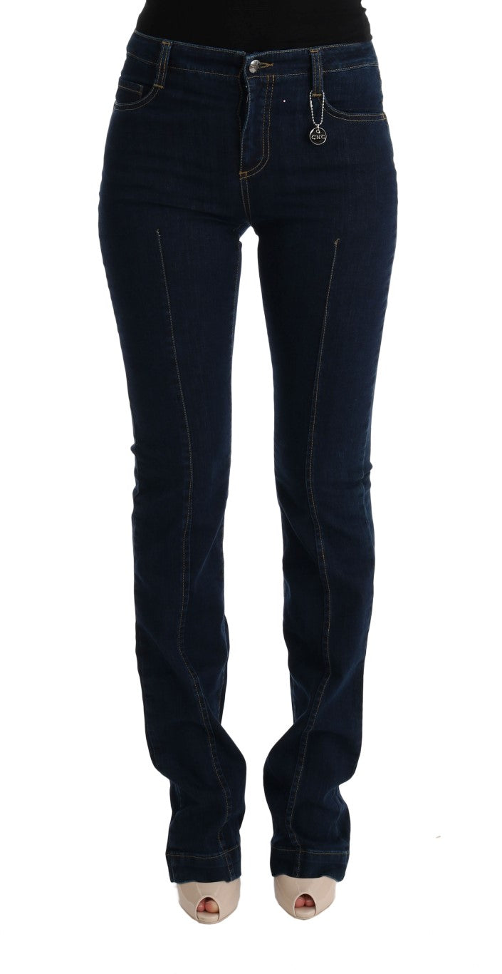 Jeans di cotone svasati chic in blu