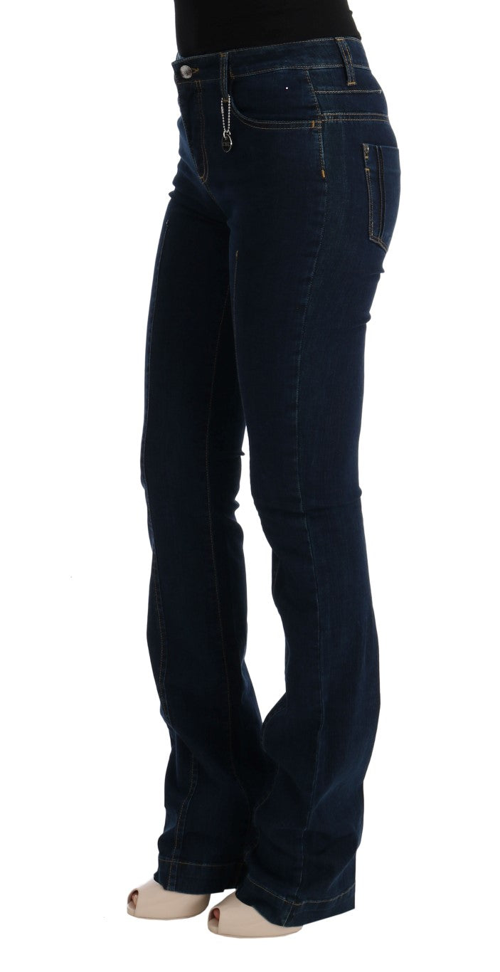 Jeans di cotone svasati chic in blu