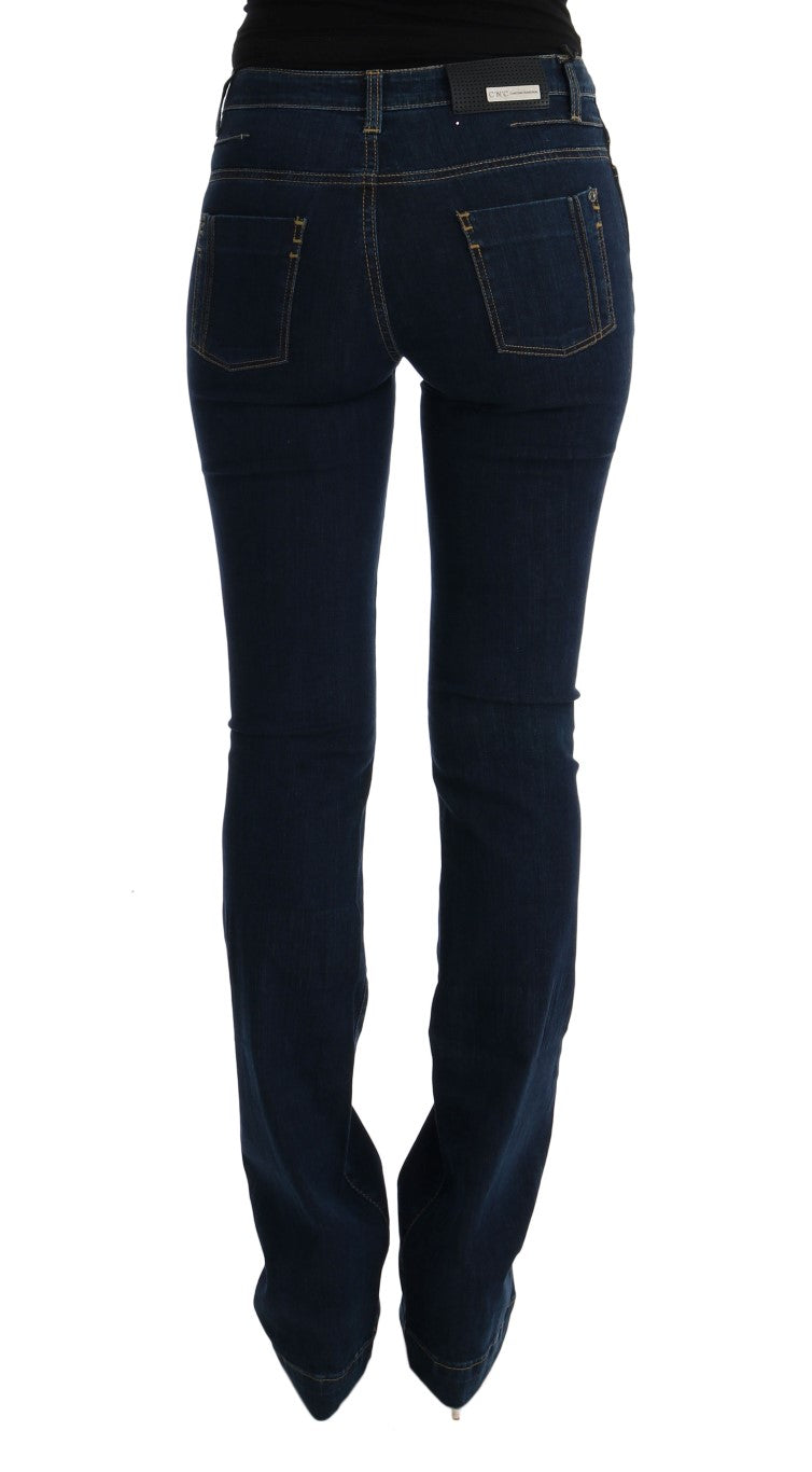 Jeans di cotone svasati chic in blu