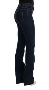 Jeans di cotone svasati chic in blu