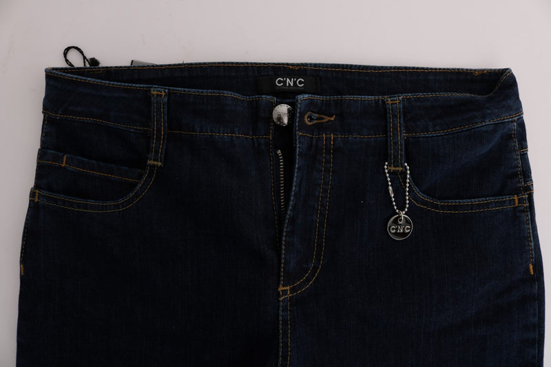 Jeans en coton évasé chic en bleu