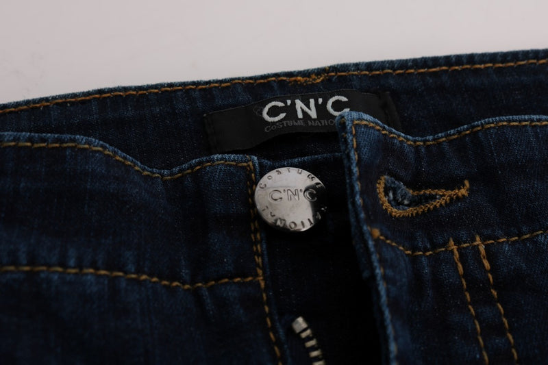 Jeans di cotone svasati chic in blu