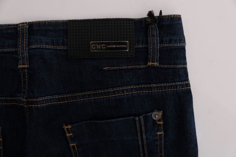 Jeans di cotone svasati chic in blu