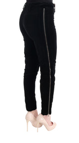 Chic Black Slim Fit Crowped Pants