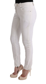 Pantaloni di cotone chic bianchi slim fit