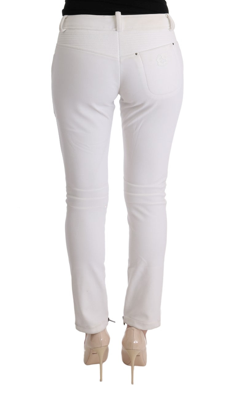 Pantaloni di cotone chic bianchi slim fit