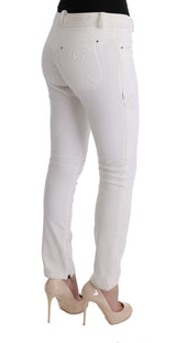 Pantaloni di cotone chic bianchi slim fit