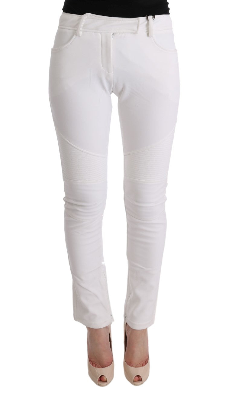 Pantaloni di cotone chic bianco slim fit